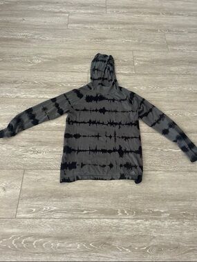 adidas Men's Black and Gray Tie-Dye Zip-Up Hoodie
